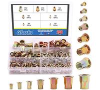 Glarks 230Pcs M3 M4 M5 M6 M8 M10 M12 Half Hex Body Flange Rivet Nuts Assortment Kit, Zinc Plated Carbon Steel Flat Head Threaded Insert Nut Rivnut Set (Rivet Nut Set)
