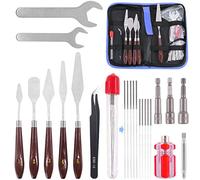 Glarks 23Pcs 3D Printer Nozzle Change Removal Cleaning Tool Set, 6 in 1 3D Printer Nozzle Change Tool + 5Pcs Spatula Palette Knife for 3D Print Removal + Tweezer