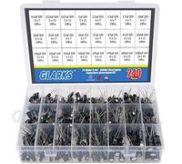 Glarks 240Pcs 24 Value 10V 16V 25V 50V Metal Electrolytic Capacitors Assorted Assortment Kit Set, Lable Capacitor Range 0.1UF - 1000UF