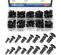 Glarks 240pcs 8 Sizes Nylon Removable Push Head Fasteners Rivets 2MM 3MM 3.5MM 4MM 5MM Black Push Pin Clip Rivets Car Bumper Retainer Clips Bumper Shield Retainer Push-in Screw Bumper Push Rivet Clip