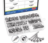 Glarks 240Pcs M4 x 12mm/16mm/20mm/25mm/30mm/40mm 304 Stainless Steel Phillips Truss Head Sheet Metal Tek Screws Assortment Kit, 6 Size Metric Pan Head Self Tapping Wood Screws Set