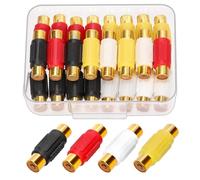GLARKS 24pcs 31.5 x 8.3mm RCA Female to Female Adapter, 4 Color RCA Coupler Connector, Gold Plated, Coupler Adapter Connector for Mixer Amplifier Speaker TV