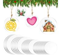 Glarks 24pcs 65/75/88/100mm Blank Clear Circle Disc with Hole Set, Round Acrylic Blanks Bulk with Hole, Circle Disc Ornament for Paintings, Art Craft