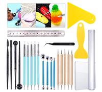 Glarks 24Pcs Carving Modeling Clay Sculpting Tool Set Including Ball Stylus Dotting Tool, Dual-Ended Pottery Tool, Ball Rod Stylus Tool, Ruler, Scraper for Embossing Art, Coloring, Nail Art Painting