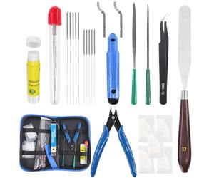 Glarks 24Pieces 3D Printer Nozzle Cleaning Tool Kit, Including Palette Knife, Deburring Tool, Tweezer, File Tool, Grease Packets, Wire Cutter, Glue Stick