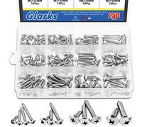 Glarks 250Pcs M3 M4 M5 M6 Metric 304 Stainless Steel Phillips Truss Head Sheet Metal Tek Screws Assortment Kit, 12 Sizes 12-30mm Pan Head Self Tapping Wood Screws Set
