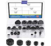 Glarks 25Pcs Black Carbon Steel 1/8'' 1/4'' 3/8'' 1/2'' 3/4'' NPT Male Pipe Plug Fitting Assortment Set Internal Hex Thread Socket Pipe Plug Kit