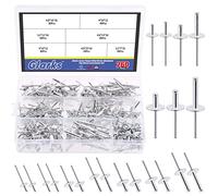 Glarks 260Pcs 7 Sizes Large Flange Aluminum Blind Rivets Pop Rivets Assortment Set for Joining Metal Plate Pipe Automotive