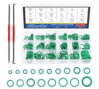 Glarks 270Pcs 18 Sizes Green Rubber O-Ring with 2 Pcs Mini Specialty Precision Pick and Hook Assortment Kit for Car Auto Vehicle Repair Air Conditioning Compressor Seals