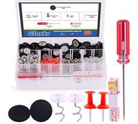 Glarks 272Pcs Car Roof Headliner Repair Kit, 60Pcs Black Car Roof Repair Rivets Headliner Repair Button, Red Push Pins, Headliner Retaining Pins for Major Brands of Cars (Black, 152Sets)