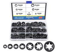 Glarks 280Pcs Internal Tooth Starlock Push On Locking Washers Speed Clips Fasteners Assortment Kit