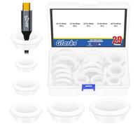 Glarks 29pcs 5 Sizes Round Hollow Rubber Grommet Set, White Drill Hole Double Sided Hollow Firewall Hole Plugs, Round Electrical Wiring Gasket for Wire, Tables, Pump, Plumbing