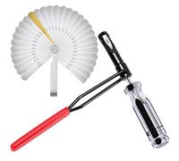 Glarks 2pcs 10mm/0.39’’ Valve Adjustment Tool with Angled Feeler Gauge Set, Slotted Valve Adjusting Stud with 0.0015-0.035’’(0.038-0.88mm) Feeler Gauges, Jam Nut Valve Lash Adjustment Tool