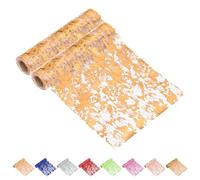 Glarks 2pcs 28 x 275cm/11 x 108.2inch Gold Table Runner, Glitter Table Runners, Roule de coureur rectangle métallique en foile, Roule de table de paillettes métalliques pour la fête, mariage