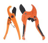 Glarks 2Pcs Ratchet-Type Pipe and Tube Cutter with PEX Straight Cut Pipe Cutter Set, One-hand Fast Cutting Pipe Tool for Cutting Up to 1-5/8" and 1-1/4" PEX, PPR, PVC, Aluminum-Plastic Hoses and Pipe