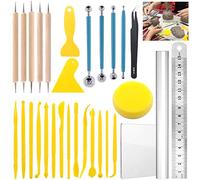 Glarks 30-Piece Carving Modelling Clay Sculpting Tools Set Including Plastic Crafts Clay Modelling Tools, Dual-End Dotting Clay Tools and Ball Stylus for Embossing Art, Colouring, Nail Art Painting