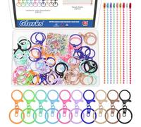 Glarks 30 Sets 10 Colors 24mmLobster Claw Clasps with 120mm Ball Bead Chains Kit, Lanyard Snap Keychain Hook, Lobster Clasp Trigger Clips, Lobster Clasp Hook for DIY Bag, Key Rings, Craft Making