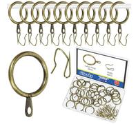 Glarks 30 Sets 25mm/1inch Verdigris Metal Drapery Curtain Hanging Rings Set, includes 30pcs Curtain Rings and 30pcs Drapery Pin Hooks, Drape Sliding Eyelet Rings for Sliding Window Bathroom Door