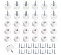 Glarks 30 Sets White Cutting Board Rubber Feet Set Includes 30pcs Non Slip Rubber Feet Bumpers with 32pcs Stainless Steel Screws for Furniture Electronics Kitchen Appliances