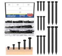 Glarks 300pcs 20/30/40/50/60mm Brick Steel Nails Kit, Black Carbon Steel Hardware Nails, Finishing Nails, Brad and Picture Hanging Nails, Wood Nails, Cement Nails for Drywall and Pine