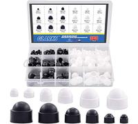 Glarks 300Pcs Black and White Bolt Covers Screw Caps Assortment Kit, M4 M5 M6 M8 M10 M12 Nylon Acorn Dome Protection Caps for Protecting Hexagon shaped Screws Bolts(Black and White)