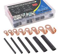 Glarks 300PCs Open Barrel Wire Crimp Copper Ring Lugs Terminal Connectors OT 5A-100A with Heat Shrink Tubing Assortment Kit for Auto Car Battery Cable