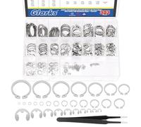 Glarks 302Pcs 304 Stainless Steel C-Clip External Retaining Rings and E-Clip Retaining Rings Assortment Set, 202Pcs 4MM-28MM Circlip Snap Retaining Clip and 100Pcs E-Ring Circlip Rings and A Tweezer