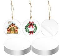 Glarks 30pcs 100mm Blank Clear Circle Disc with Hole Set, Round Acrylic Blanks Bulk with Hole, Circle Disc Ornament, Clear Acrylic Discs for Paintings, Art Craft