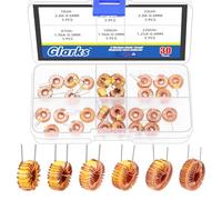 Glarks 30pcs 6 Sizes Toroid Core Inductor Kit, 10UH-2.8A 22UH-2.8A 33UH-2.8A 47UH-1.96A 100UH-1.96A 220UH-1.25A Inductance Copper Coil, Toroidal Inductor Wire for Transformers DIY Circuit Board