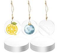 Glarks 30pcs 88mm Blank Clear Circle Disc with Hole Set, Round Acrylics Blanks Bulk with Hole, Circle Disc Ornament, Clear Acrylic Discs for Paintings, Art Craft