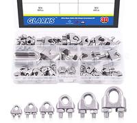 Glarks 30Pcs M2 M3 M4 M6 M8 M10 Wire Rope Clamp Clips Assortment Set 304 Stainless Steel Wire Rope Cable Clamps for Rigging Rope, Wire and Cable
