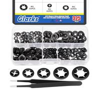 Glarks 326pcs 65Mn-Steel Internal Tooth Star Lock Washers Assortment Kit M2 M2.5 M3 M4 M5 Quick Speed Locking Washers Push on Locking Washers