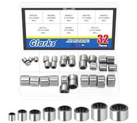 Glarks 32pcs 3/4/6/7/8/9/10/12mm Needle Roller Bearings Kit, Track Roller Bearings Open End, Drawn Cup Needle Roller Bearing, Drawn Cup Roller Open End for Automotive, Machinery, Gearbox Use