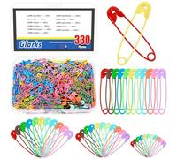 Glarks 330pcs 6.8 x 32mm Multicolored Sharp Edge Safety Pin Kit, 11 Colors Metal Safety Pins, Heavy Duty Safety Pins Bulk, Fastening Safety Pin Clips for Clothes Tags, Crafting, Sewing