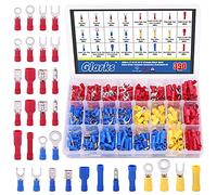 Glarks 355pcs 22-16 / 16-14 / 12-10 Gauge Mixed Quick Disconnect Electrical Insulated Butt Bullet Spade Fork Ring Solderless Crimp Terminals Connectors Assortment Kit
