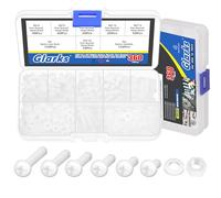 Glarks 360pcs M4 x 6/8/10/12/15/20MM Nylon Phillips Pan Head Screws Nut Washer Kit, White Nylon Phillips Cross Round Head Machine Screw for Various Industrial Fastening Applications