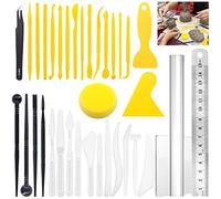 Glarks 36Pcs Carving Modeling Clay Sculpting Tools Set Including Plastic Modeling Tools, Yellow Crafts Clay Modeling Tools and Clay Sculpting Tools for Embossing Art, Coloring, Nail Art Painting