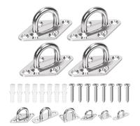 GLARKS 36pcs M5 Stainless Steel Pad Eye Plate Hook Kit, Diamond Eye Plate U Hooks Heavy Duty Ceiling Hooks and Carabiner Clips Snap Hook for Ceiling and Mounting Hanging Hardware