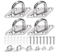 GLARKS 36pcs M8 Stainless Steel Pad Eye Plate Hook Kit, Diamond Eye Plate U Hooks Heavy Duty Ceiling Hooks and Carabiner Clips Snap Hook for Ceiling and Mounting Hanging Hardware