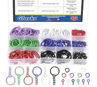 Glarks 372pcs Key Chain Rings Kit, Including 6 Colors 72pcs 25mm Keychain, 150pcs 8mm Open Jump Rings, 150pcs 10mm Screw Eye Pins, Findings Bulk for Crafts and Jewelry Making