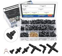 Glarks 380Pcs Barbed Connectors Irrigation Fittings and 7mm Spring Clips Kit for 1/4 Inch Water Hose Connectors, Including Barbs, Tees, Elbows, End Plug, 4-Way Coupling, 3-Way Coupling