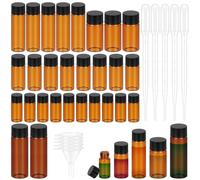 GLARKS 38Pcs 5ML 10ML 15ML 20ML 30ML Brown Glass Vials with Black Screw Caps, Small Liquid Sample Vial, Leak-Proof Vial with Dropper and Small Funnel Set