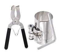 Glarks 3Pcs 4" Piston Ring Compressor Tool Service Set, Car Engine Piston Ring Compressor and Piston Ring Pliers with Adjustable Safety Screws and Wrench for Car Engine, Machine Tractor Pistons