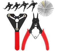 Glarks 3Pcs AC Clutch Holding Tool Adjustable Clutch Holder and 4 in 1 Snap Ring Pliers with Feeler Gauge Assortment Kit Compatible with Domestic and Import Vehicle AC Compressors
