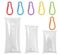 Glarks 3Sets PVC Clear Key Case Earphone Lipstick Jewelry Storage Bag, 3 Size PVC Clears Coin Purse with Keychain Clips, Clears Credit Card Holder Purse for Change, Coins, and Small Items