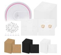 GLARKS 400Pcs Earring Cards with 6 Holes Earrings Hanging Tags, 2 Inch White Earring Display Cards, Kraft Earring Cards Holder for Stud Earrings Dangle Jewelry Display Earring Packaging