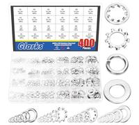 Glarks 400pcs M3 M4 M5 M6 M8 M10 External & Internal Star Washer and Split Lock Washers with Flat Washer Set, 304 Stainless Steel