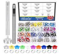 Glarks 402pcs 5mm(3/16in) Flower Eyelets Grommet Set, 10 Colors Metal Flowers Eyelets with 2pcs Install Tool Kit for Shoe Eyelets, Belt, Bags and Other Leather Project