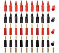 Glarks 40pcs Black and Red 4mm Banana Speaker Wire Cable Screw Plugs with Amplifier Terminal Connector Binding Post Banana Plug Jack Socket Panel/Chassis Mount Connectors Set, Each for 10Pcs