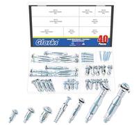 Glarks 40pcs Zinc Alloy Molly Bolt and Petal Nuts Kit, Includes 15pcs M4x32mm/M5x52mm/M6x52mm Molly Bolt, 15pcs M4x20mm/M5x25mm/M6x25mm Petal Nuts, 5 Sets Tree Shaped Hollow Wall Anchor with Screws